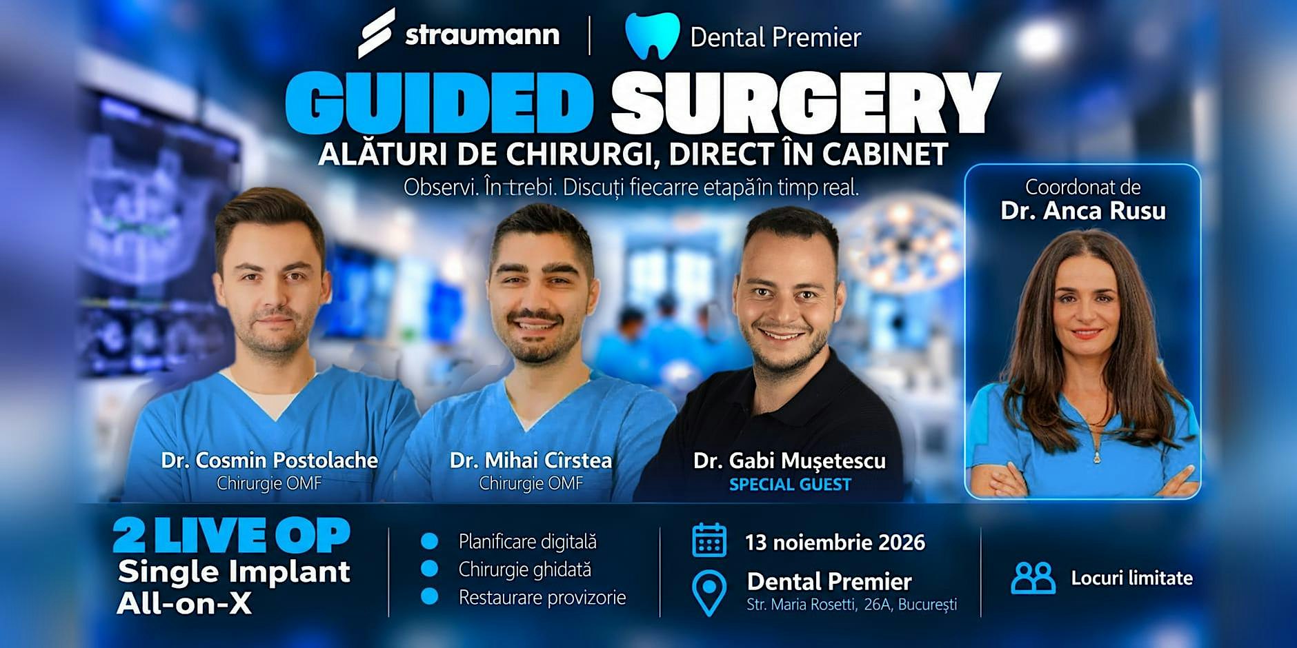 Curs de chirurgie ghidată live: Single Implant și All-on-X, 13 nov. 2026