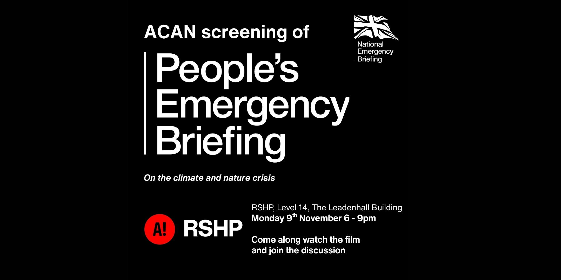 ACAN People's Emergency Briefing: Screening at RSHP
