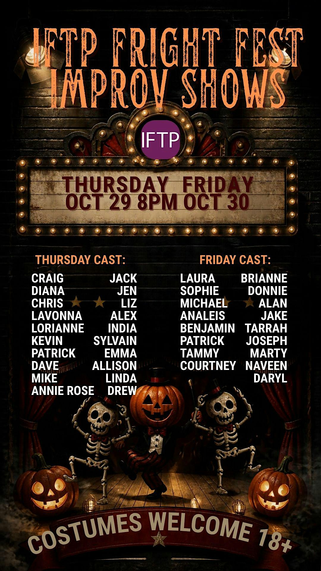 IFTP Fright Fest Improv Shows!