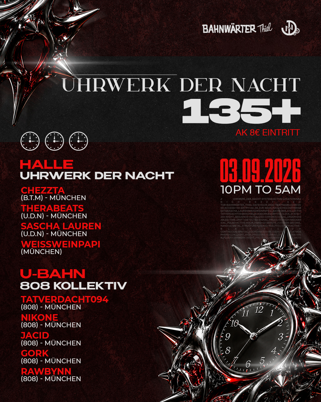 135+ mit Uhrwerk der Nacht & 808 Kollektive
