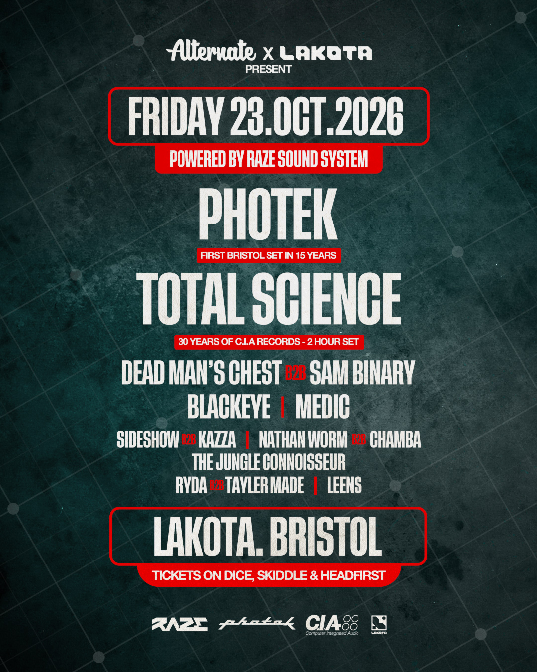 Alternate presents Photek & Total Science