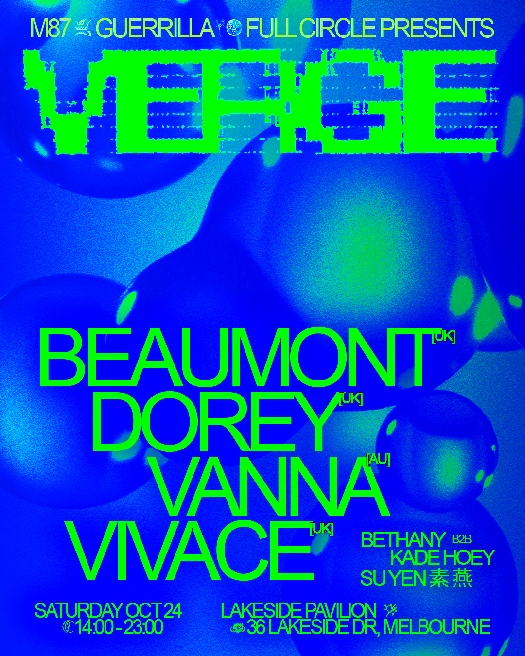 M87, Guerrilla & Full Circle pres VERGE: BEAUMONT, DOREY, VANNA, VIVACE