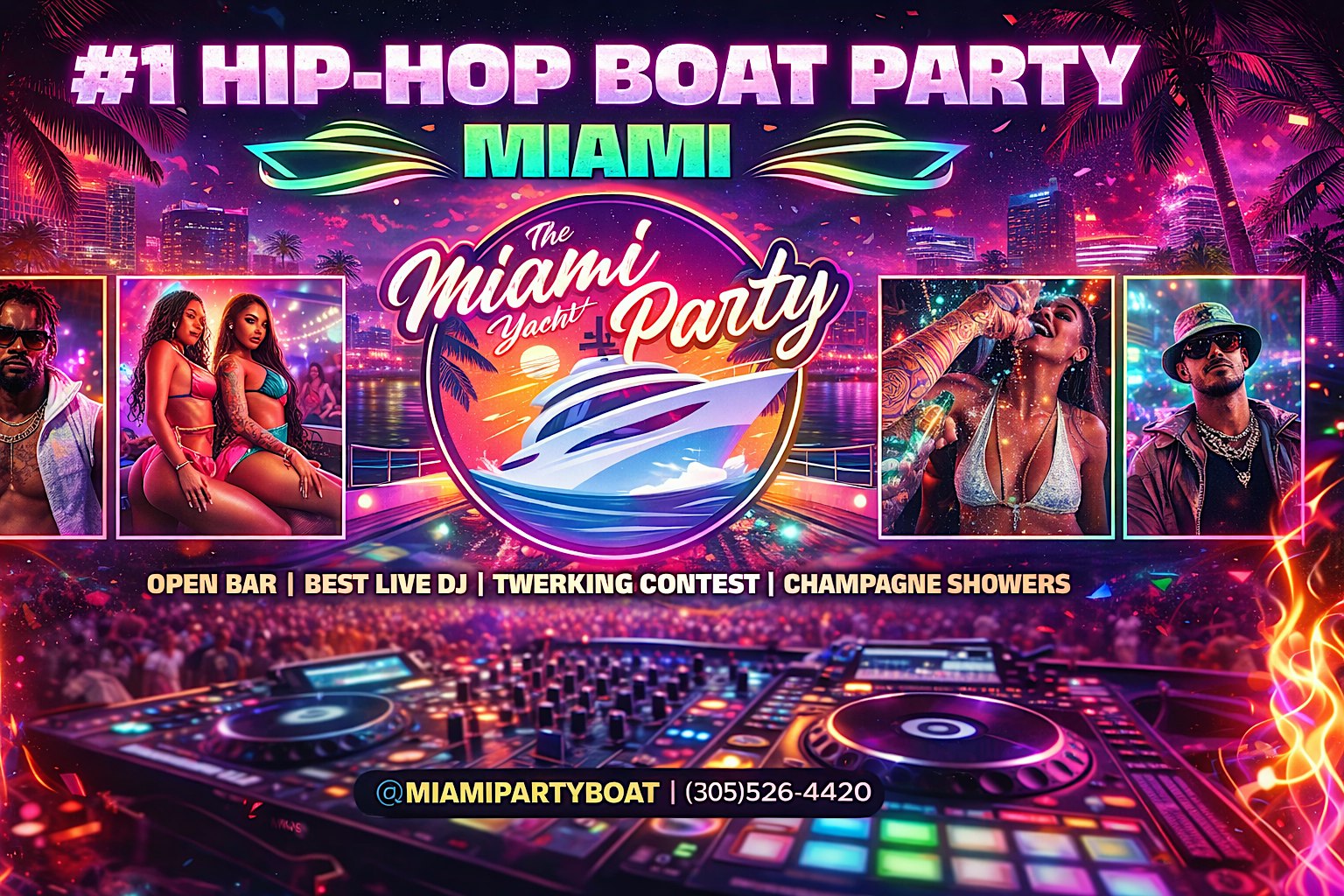 MIAMI YACHT PARTY + BEST HIP HOP BOAT PARTY + BOOZE CRUISE - FREE DRINKS