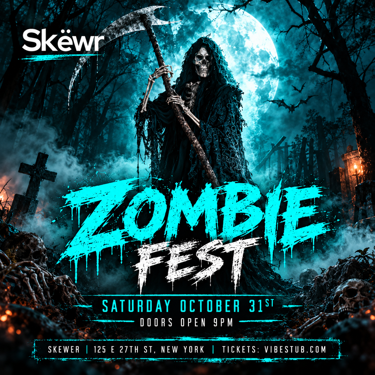 Zombie Fest Halloween Party @ Skewr Lounge NYC - Sat 10/31