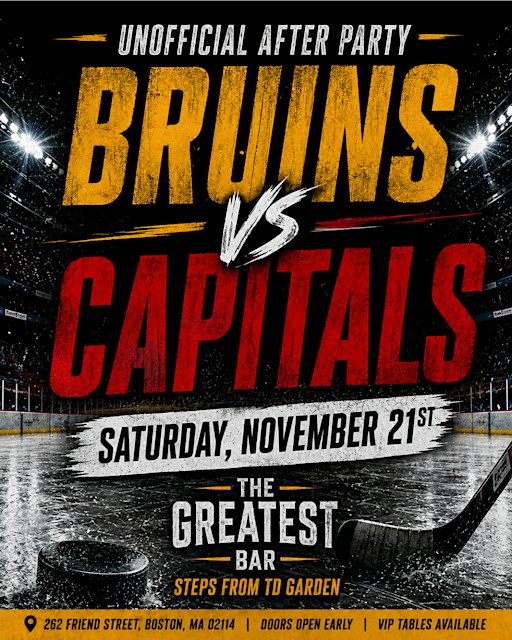 Bruins vs Capitals Unofficial After Party @ The Greatest Bar