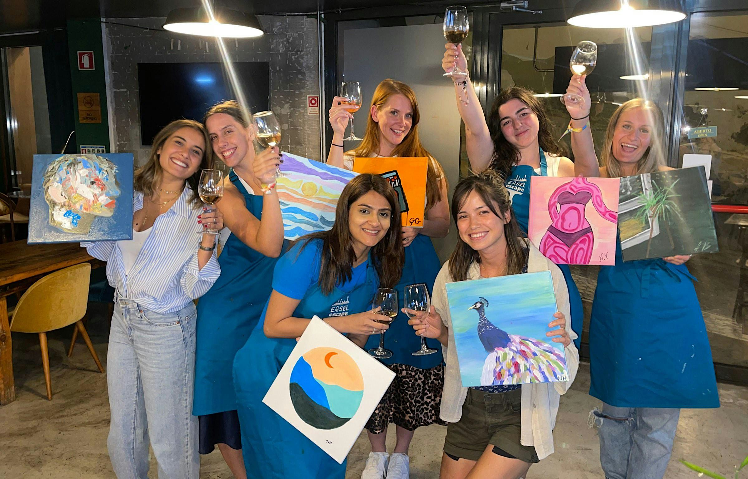 Paint & Unlimited Wine Night in Lisbon: Easel Escape