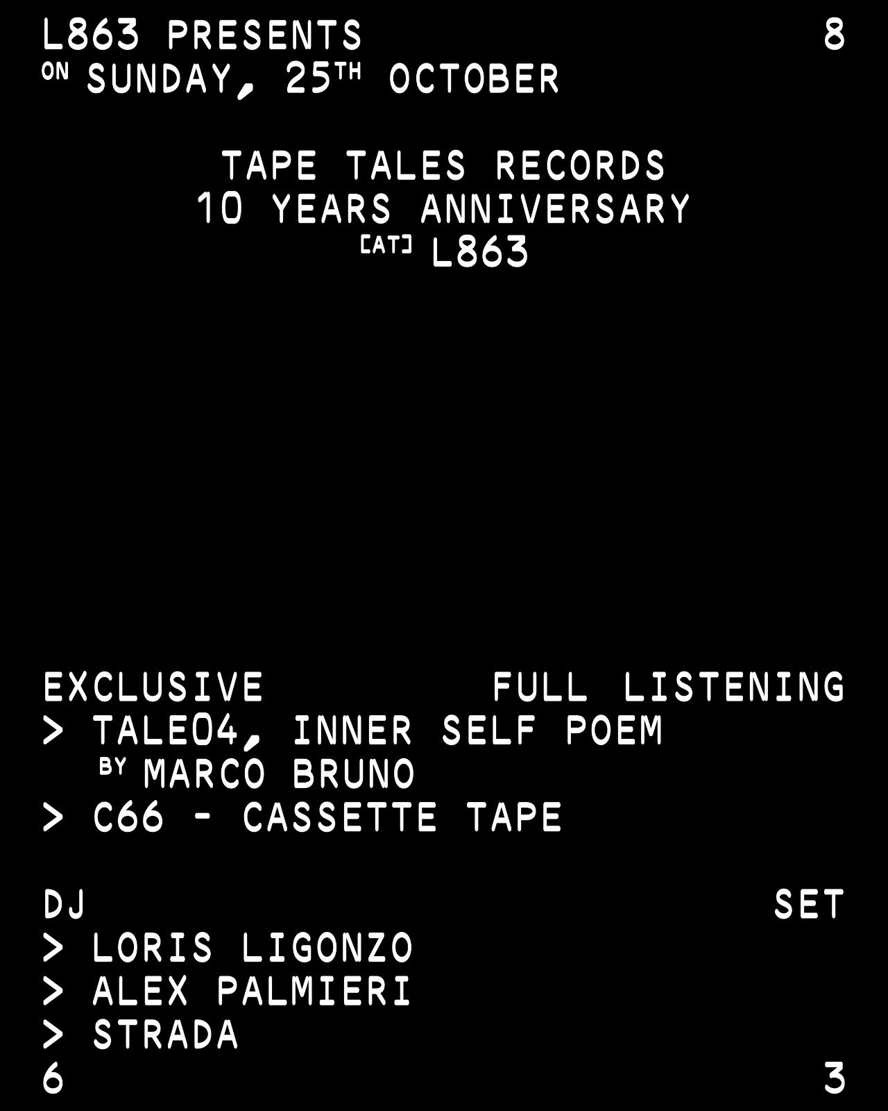 L863 presents Tape Tales Records 10y Anniversary