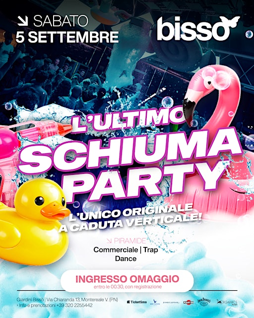 SCHIUMA PARTY | Sabato 5 settembre 2026