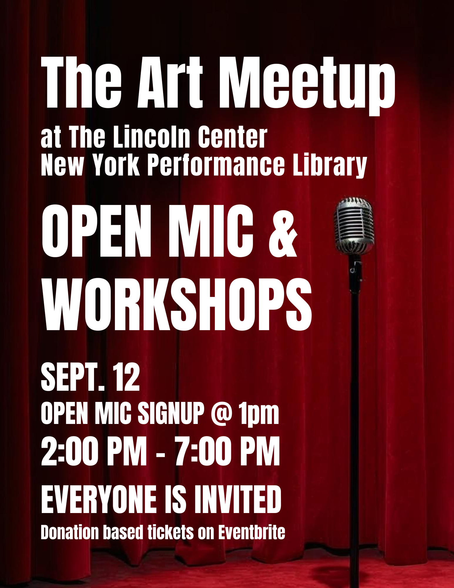 The Art Meetup: NYC Open Mic & Workshops at Lincoln Center