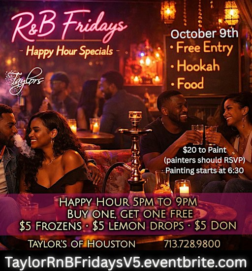 R&B and Paint Night at Taylor's of Houston