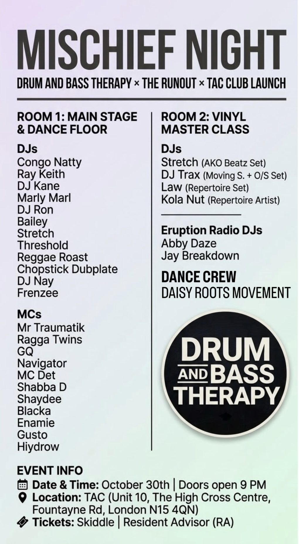 dnbtherapy: Mischief Night [Halloween / TAC Club Launch]