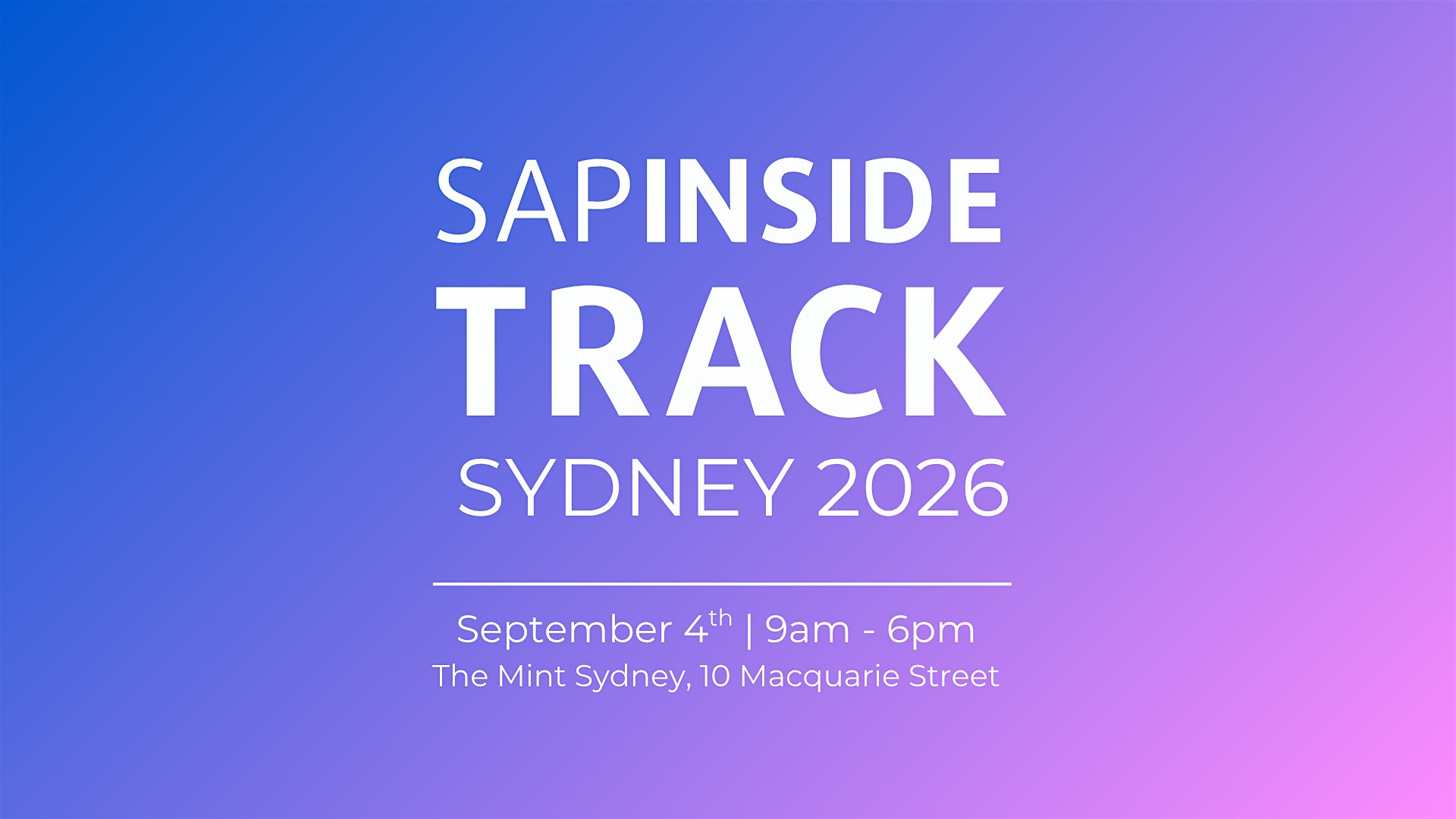 SAP Inside Track Sydney 2026