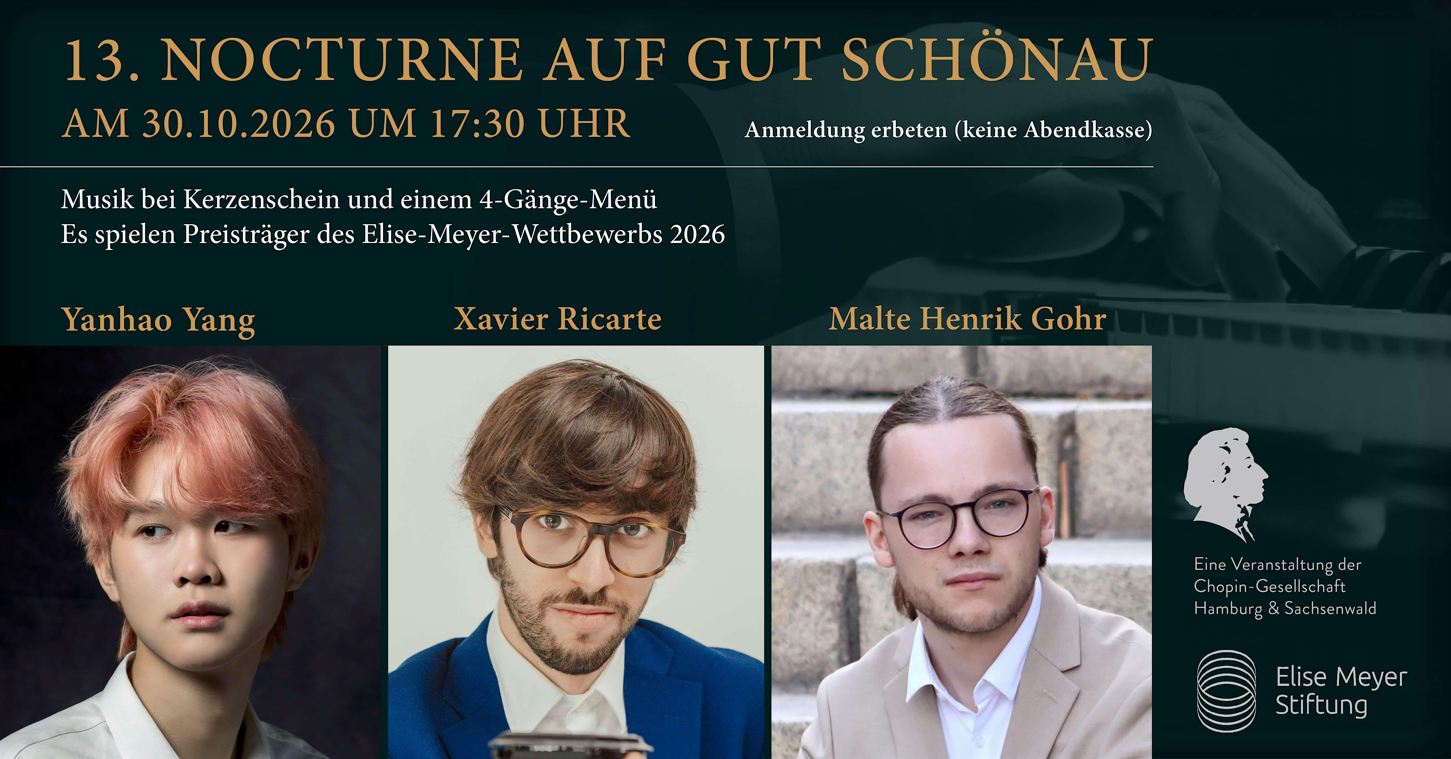 Nocturne auf Gut Schönau. Klaviermusik bei Kerzenschein und 4-Gänge-Menü