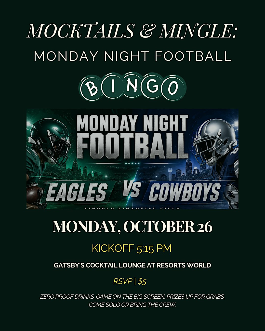 Mocktails & Mingle: Monday Night Football Bingo