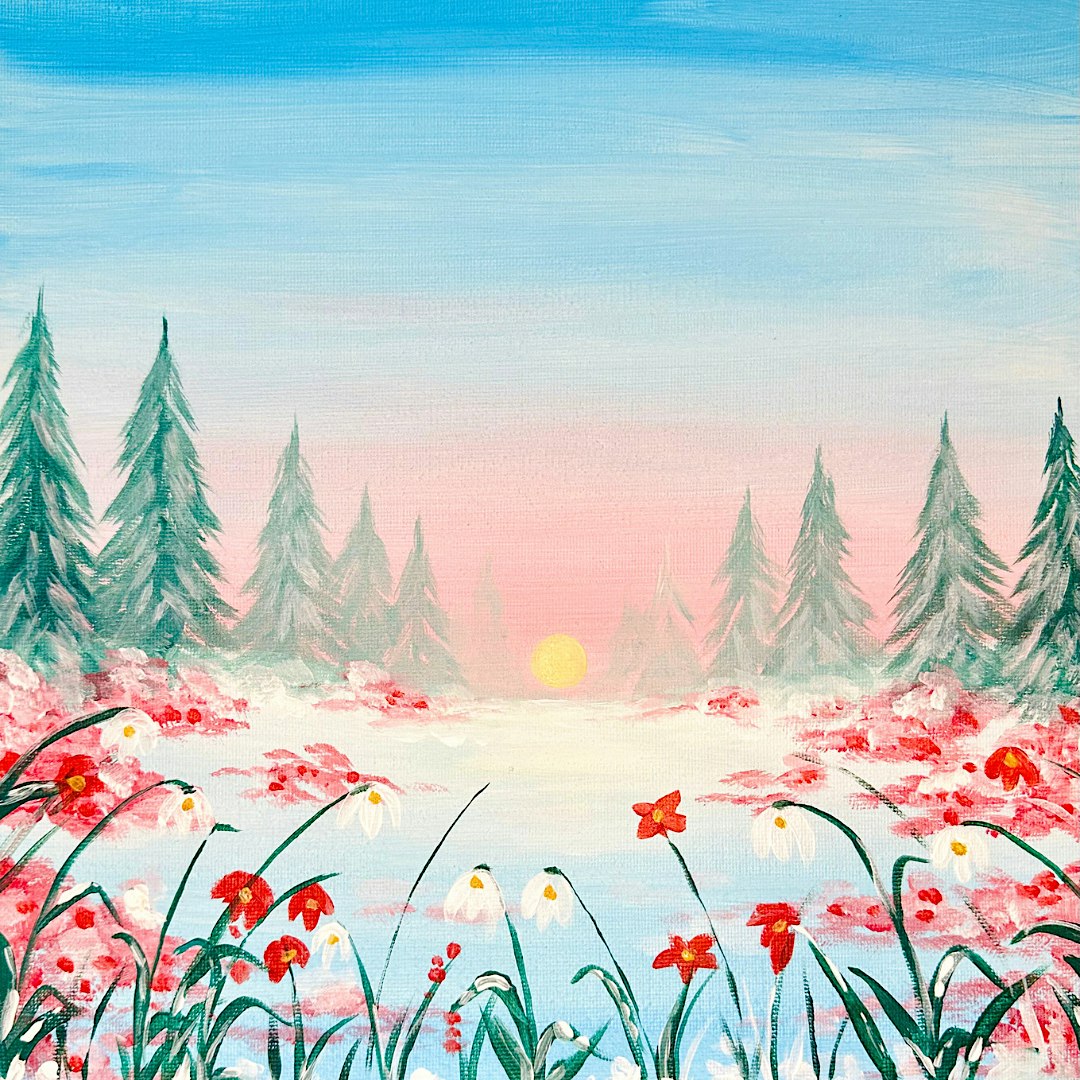 Sip & Paint at the The Lounge Bedminster, Bristol - "Winter Snowdrops"