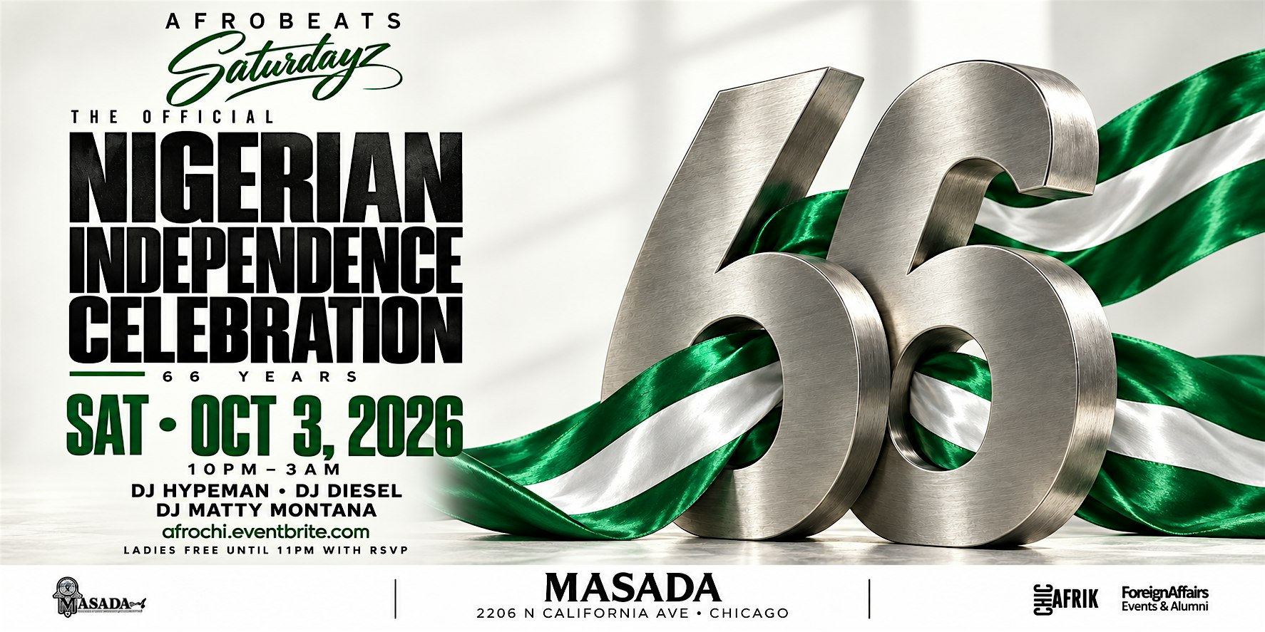 AFROBEATS SATURDAYZ: The Official Nigeria Independence Celebration @ Masada