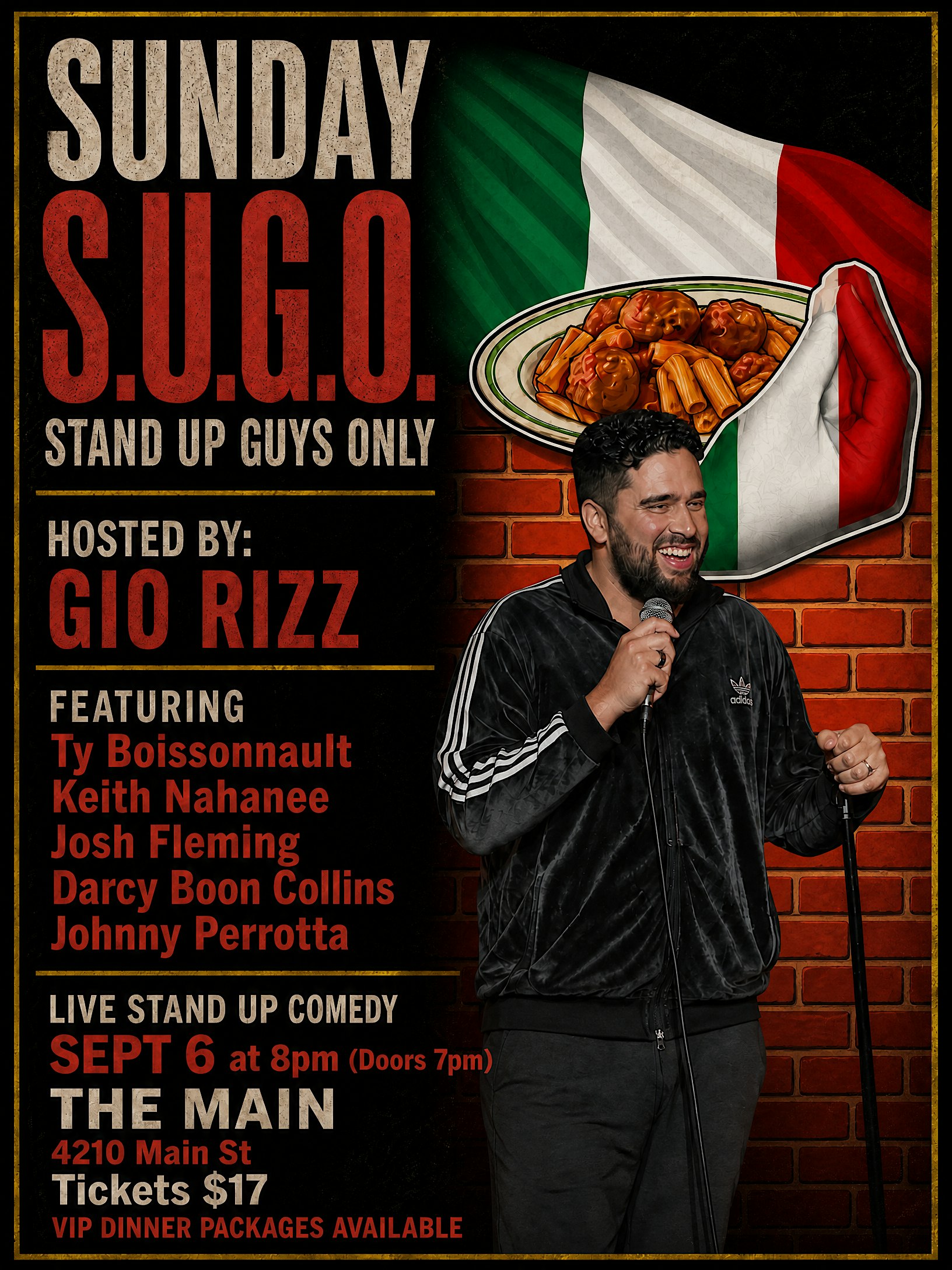 Sunday S.U.G.O. (Stand Up Guys Only) — Dinner & a Comedy Show