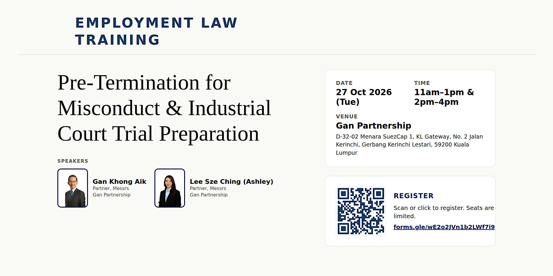 EMPLOYMENT LAW TRAINING (27 OCTOBER 2026)