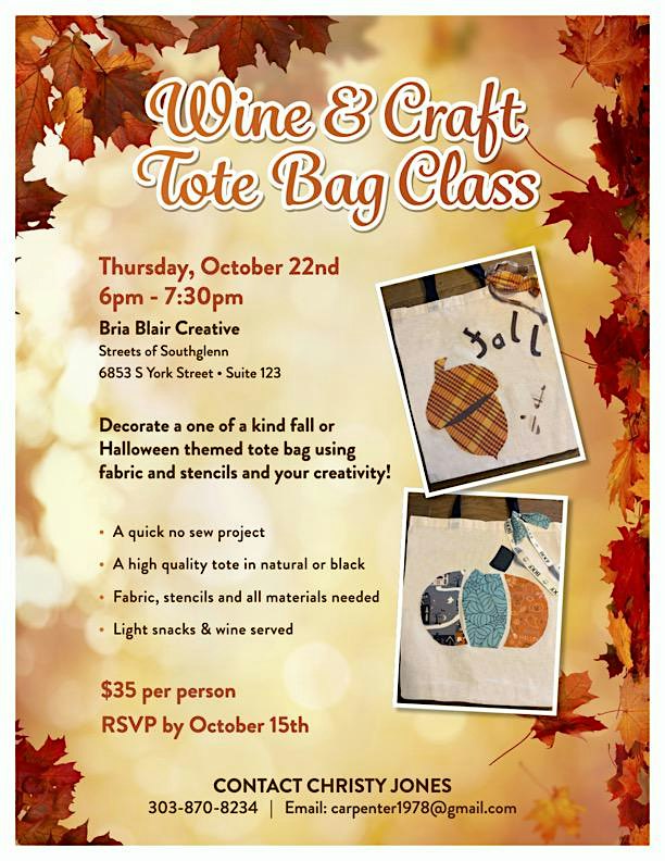 Wine & Craft: Fall Tote Bag Decorating Workshop