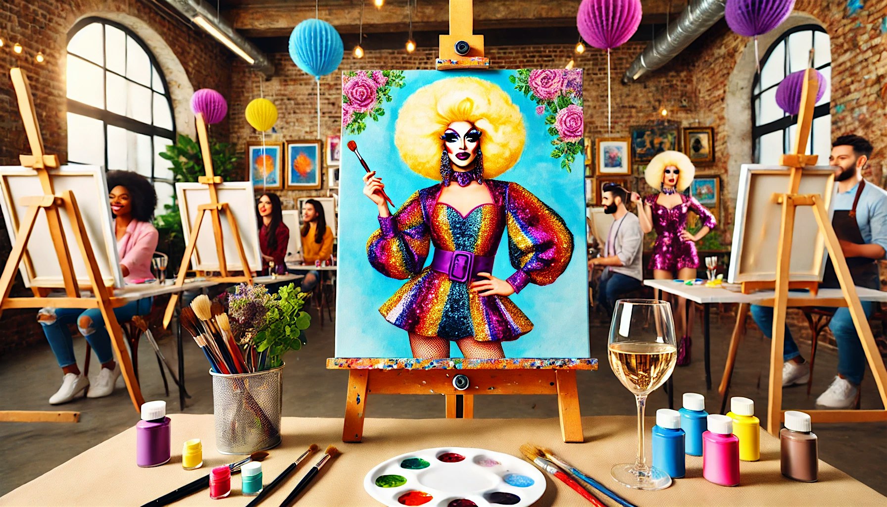 Drag Queen Sip and Paint Houston The Drag Queen Paint experience