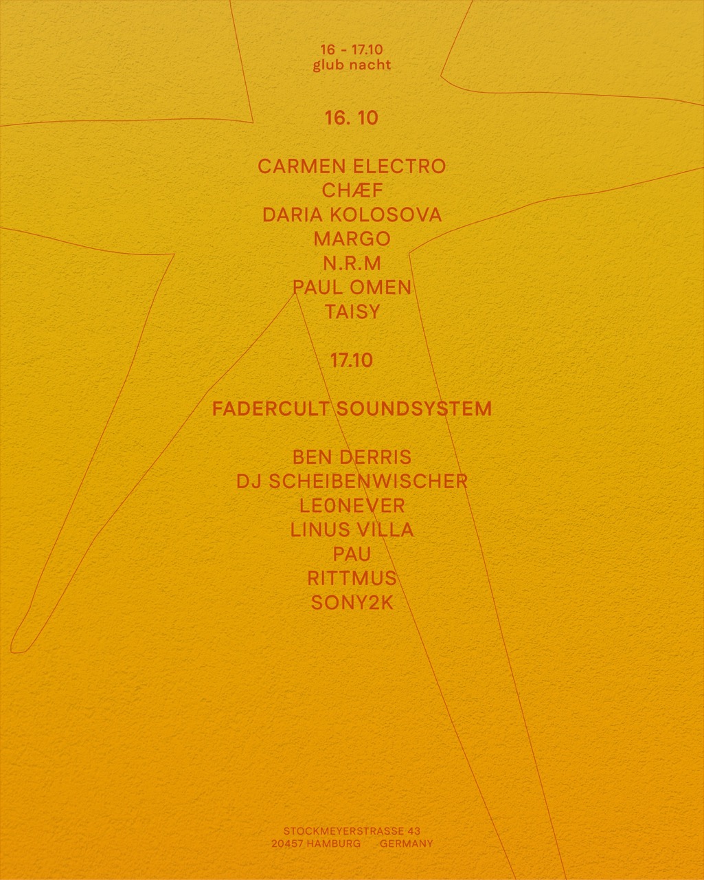 Clubnight w/ Carmen Electro, CHÆF, Daria Kolosova, and more