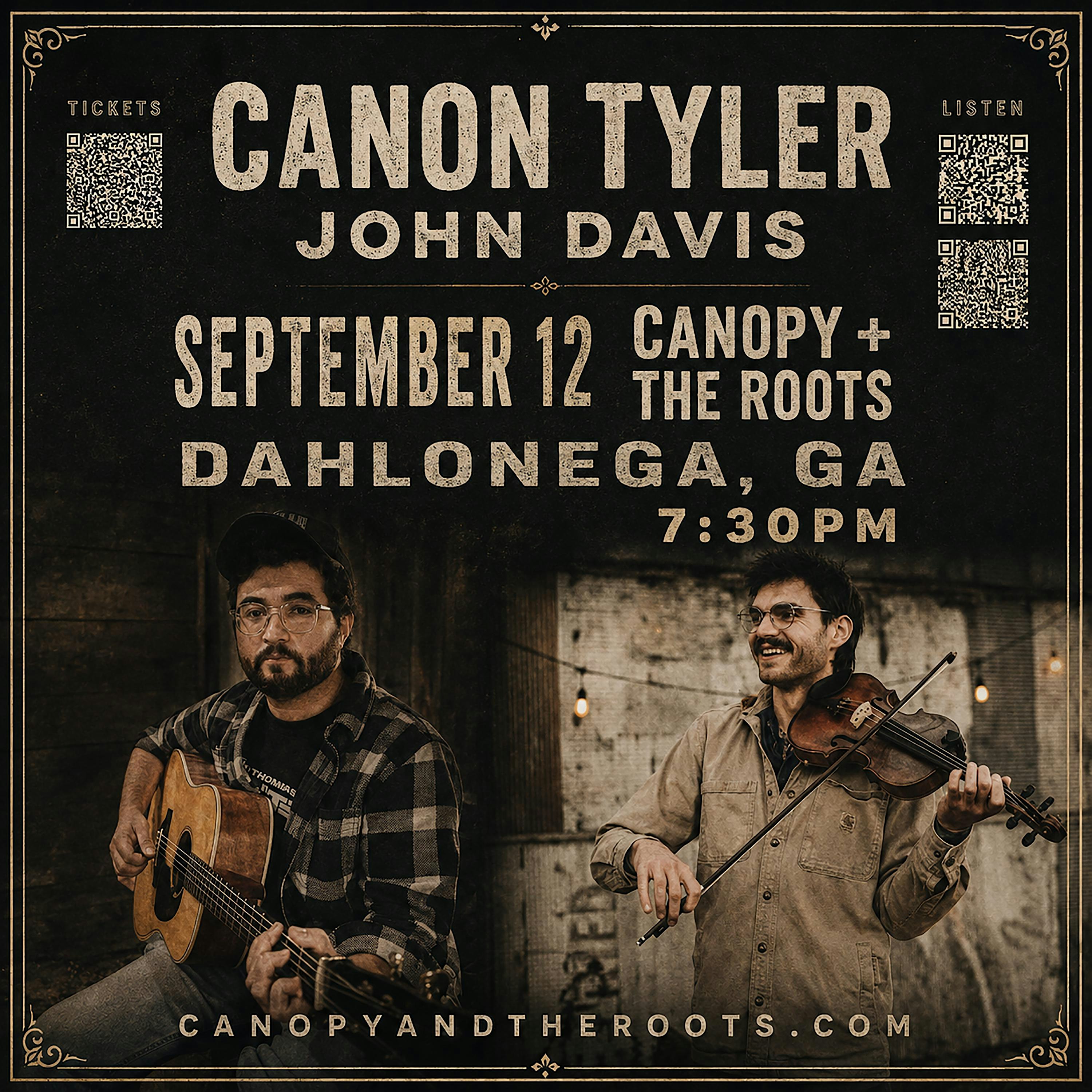 Canon Tyler X John Davis : original Americana-Bluegrass LIVE in the Roots