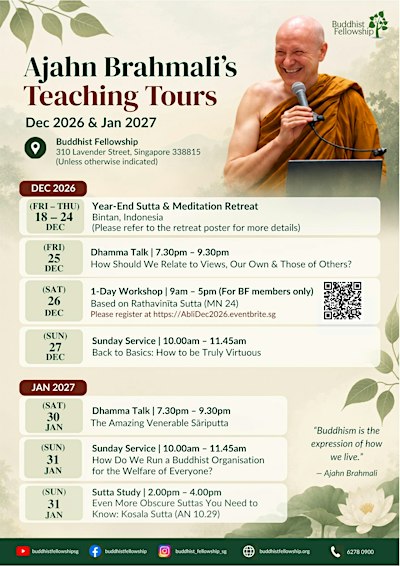 1-Day Workshop with Ajahn Brahmali (For BF Members only)
