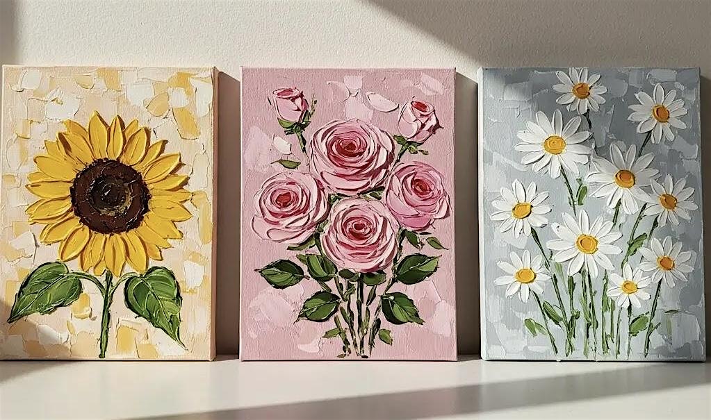 Textured Art Workshop in Singapore - create beautiful floral canvases!!!