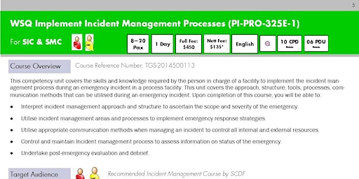 WSQ Implement Incident Management Processes (PI-PRO-325E-1)Run 425
