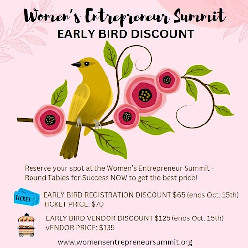 Very Early Bird VENDOR & REGISTRATION Women Entrepreneur Summit 2026