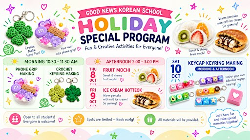Korean School Holiday Special Activities – Crafts & K-Food Workshops