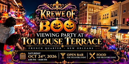 2026 Krewe of BOO! Parade Viewing Party at Toulouse Terrace