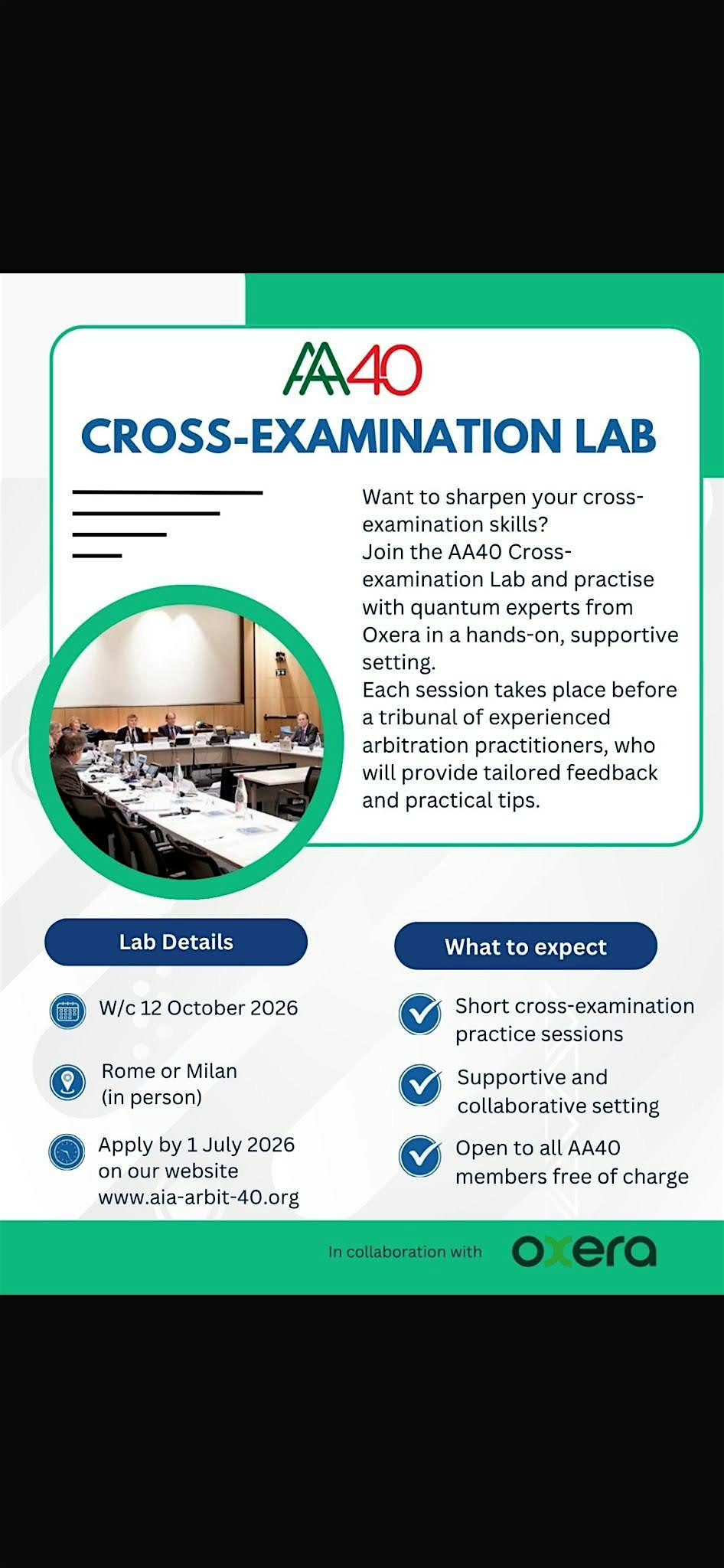 AA40 Cross Examination Lab, in collaboration with Oxera