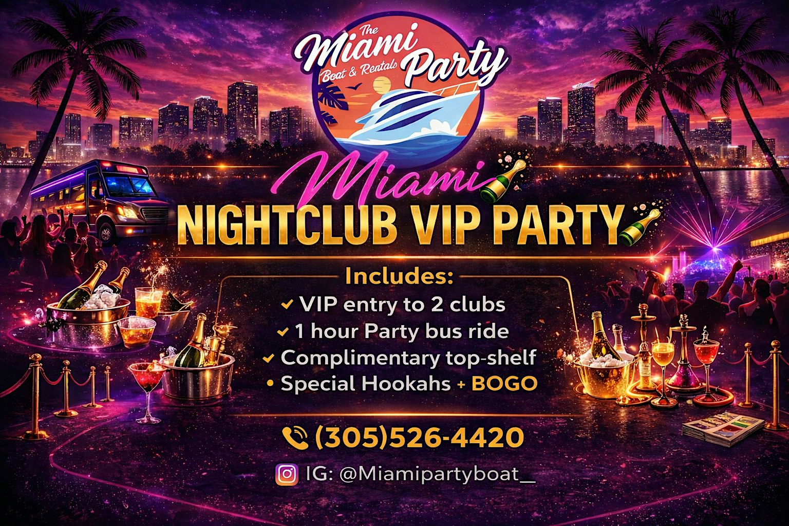 MIAMI BEST BAR CRAWL + TOP MIAMI NIGHTLIFE EVENTS + VIP NIGHT-CLUBS PACKAGE