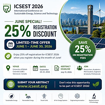 ICSEST-2026: International Conference on Sustainable Energy & Smart Technol