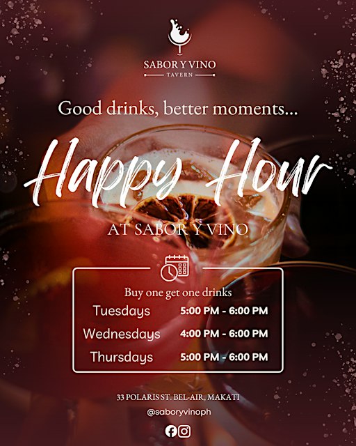 Happy Hours at Sabor Y Vino Makati  Biggest Tavern in Makati