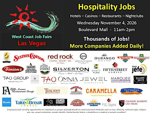 Hotel and Hospitality Job Fair. Will be adding MORE HOTELS every day.