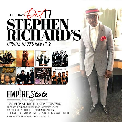 Stephen Richard 90’s R&B Tribute Pt. 2 Saturday 10/17
