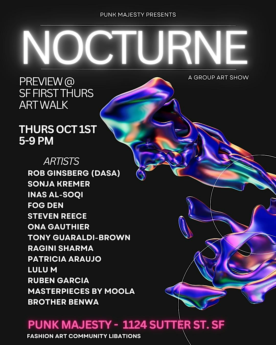 NOCTURNE — A Group Art Show at Punk Majesty for SF First Thursday Art Walk