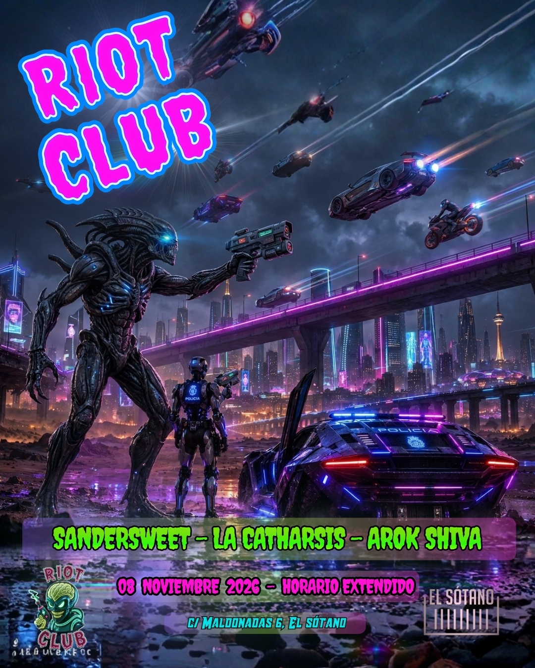 RIOT CLUB: SANDERSWEET, Arok Shiva, LA CATHARSIS