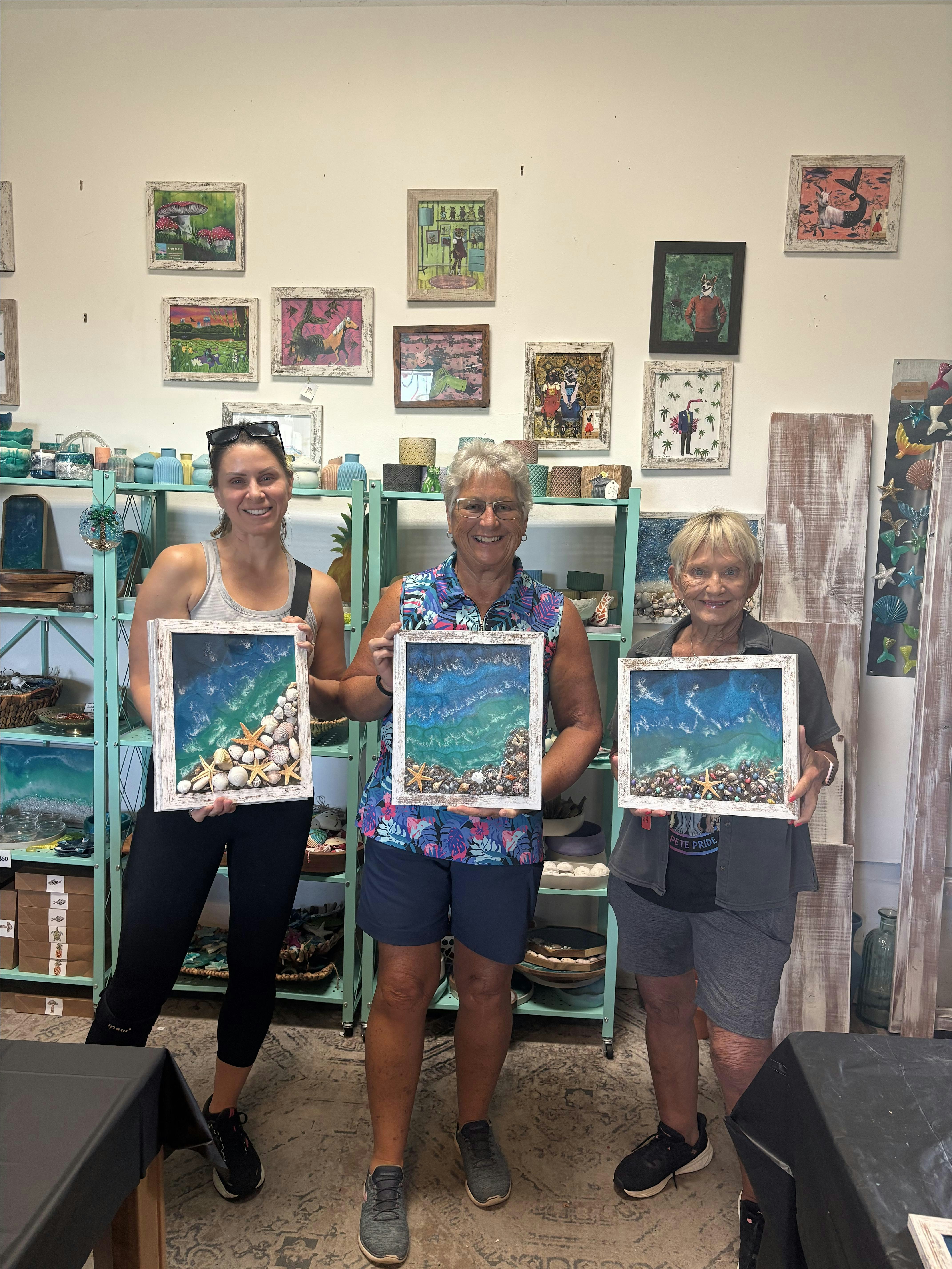 Framed Coastal Calm: Sand, Shells & Resin Art workshop