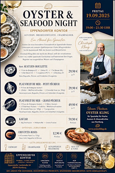 Oyster & Seafood Night – Austern, Champagner & Genuss