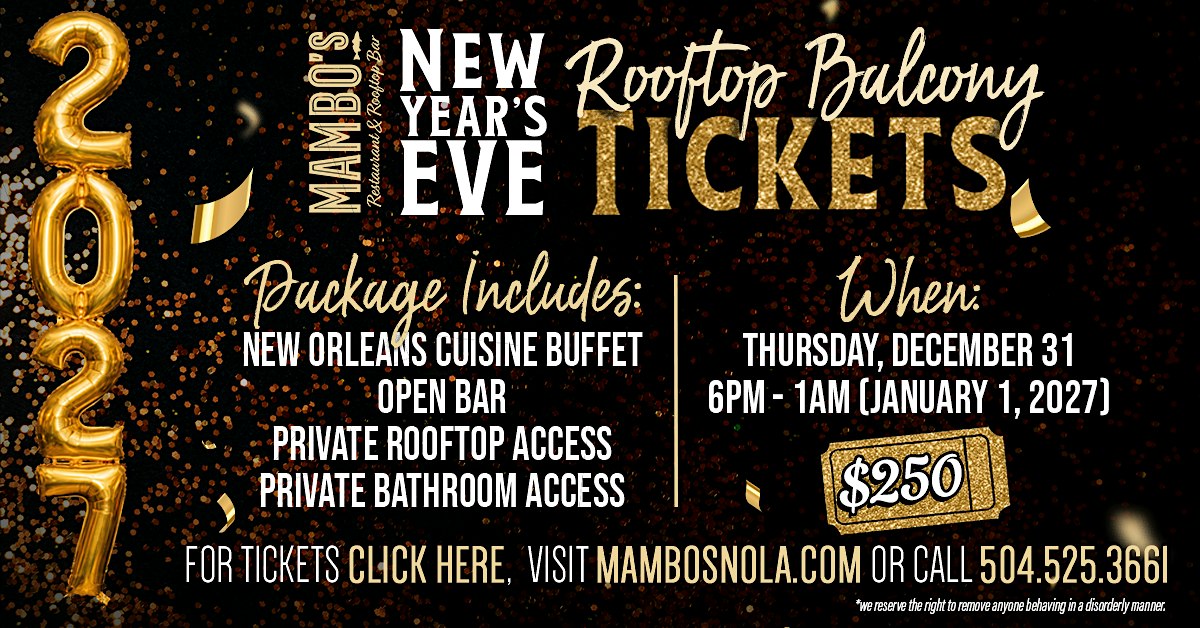 2027 New Year's Eve Balcony / Rooftop Tickets @ Mambo's