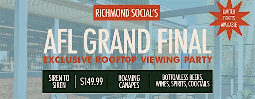 Richmond Social's AFL Grand Final Exlcusive Rooftop Viewing Party