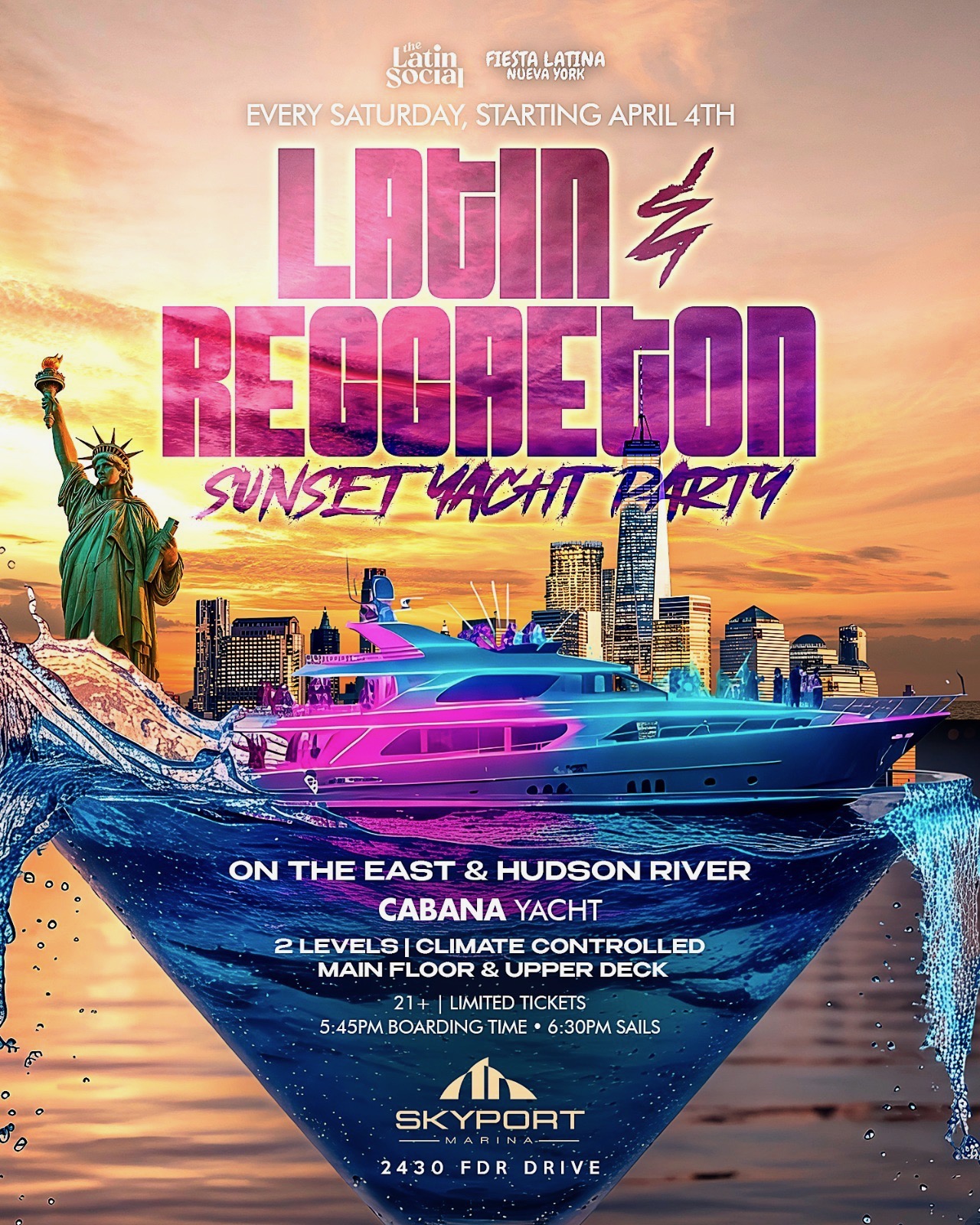 Latin & Reggaeton Sunset Yacht Party (CABANA YACHT)