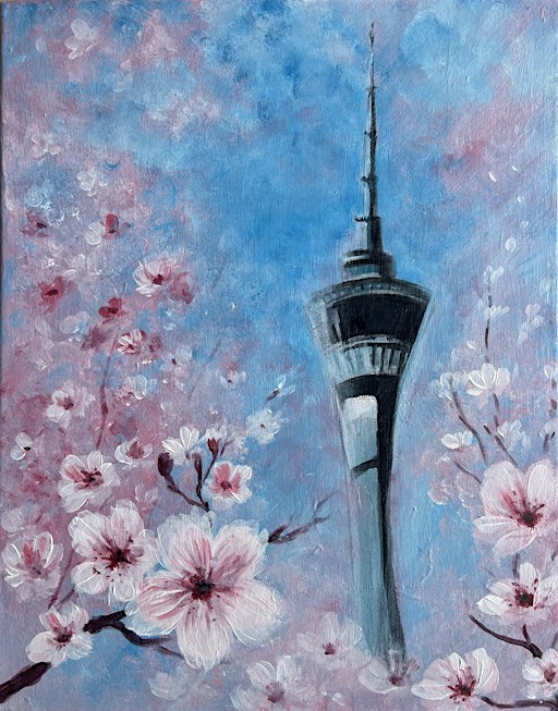 Paint n Chill Fri 6pm Free Welcome Drink - Cherry Blossom Sky Tower