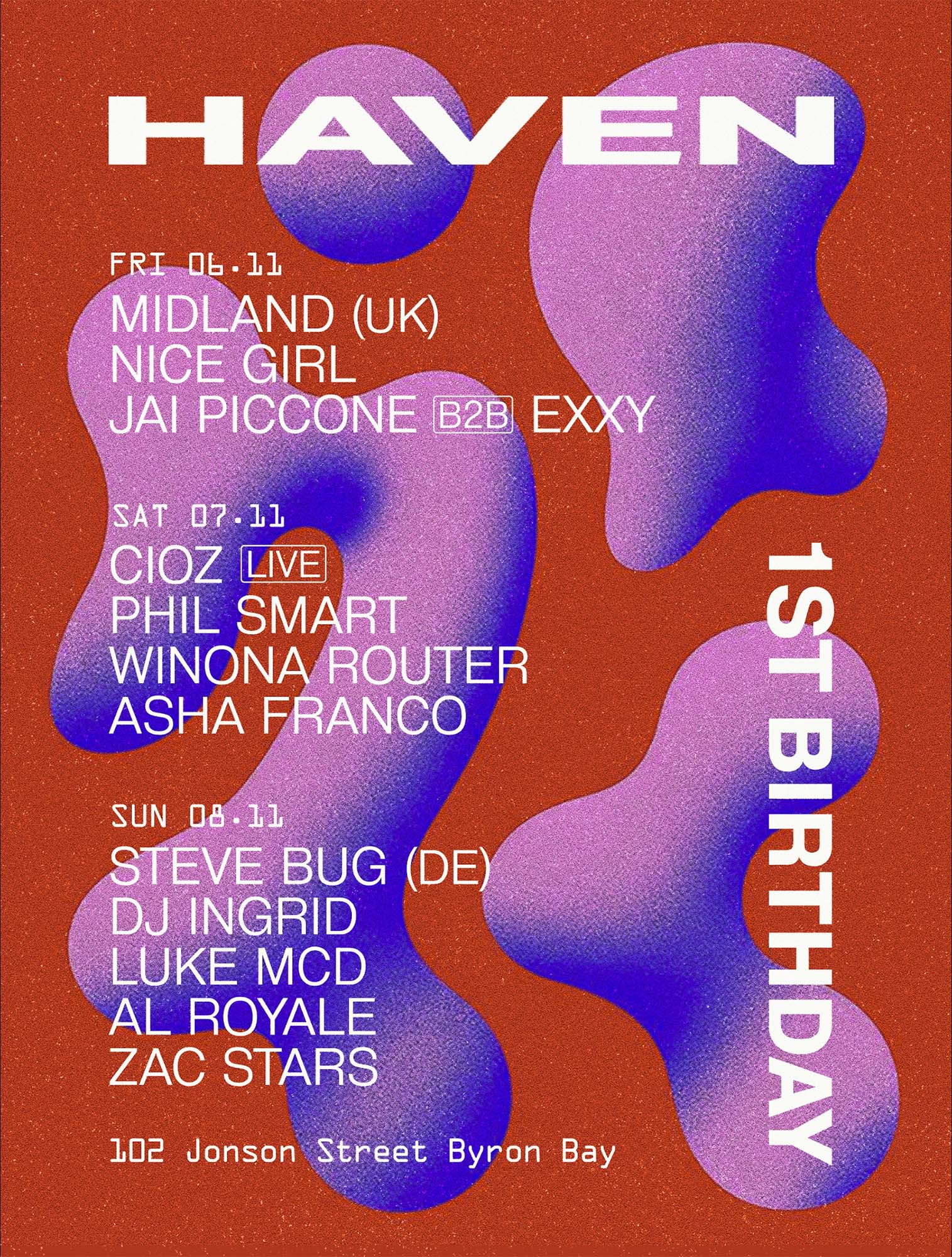 Haven First Birthday with Midland, Nice Girl, Cioz, Steve Bug