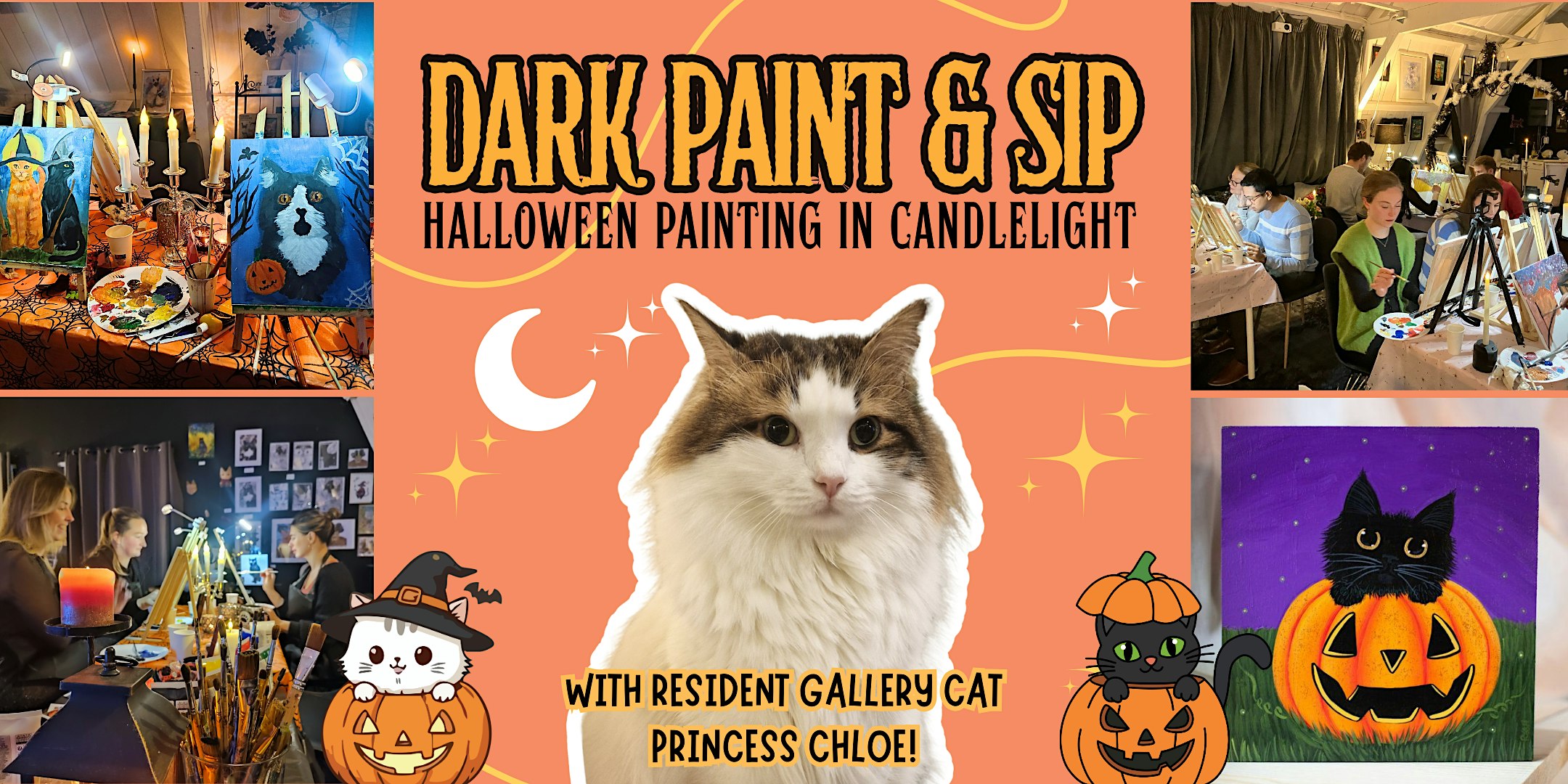Dark Paint & Sip. Halloween in candlelight - beginner painting