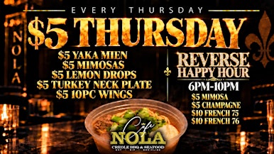LADIES NIGHT REVERSE HAPPY HOUR 6PM & THURSDAY NIGHT FOOTBALL WATCH PARTY