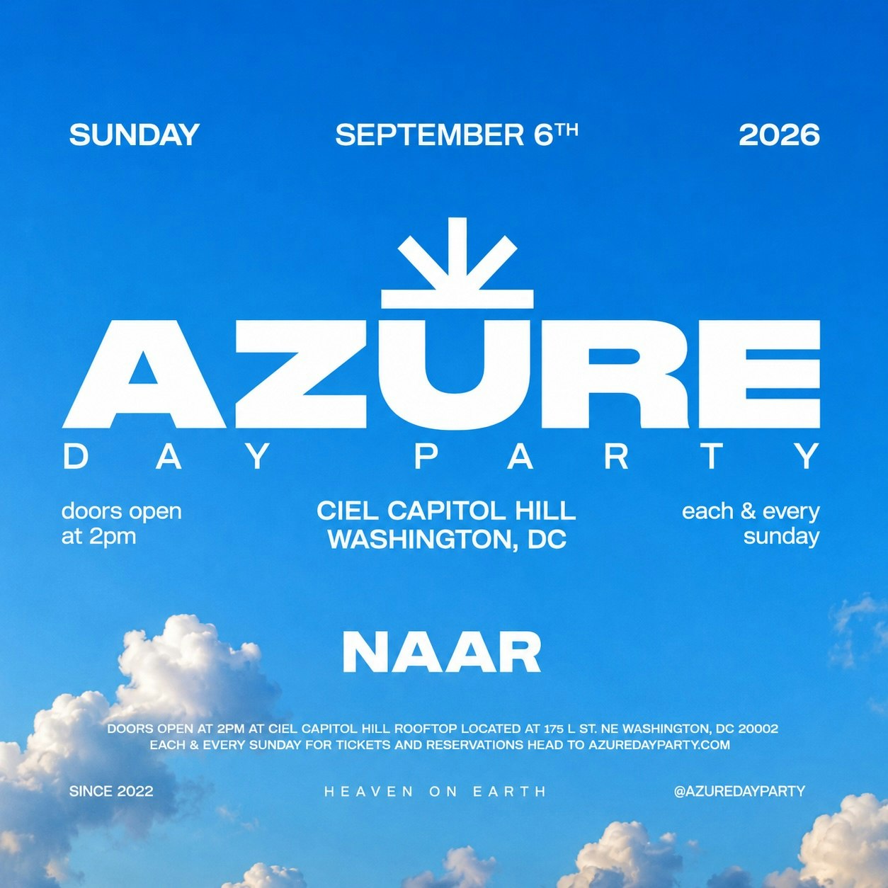 AZURE Day Party DC 9/6 w/NAAR
